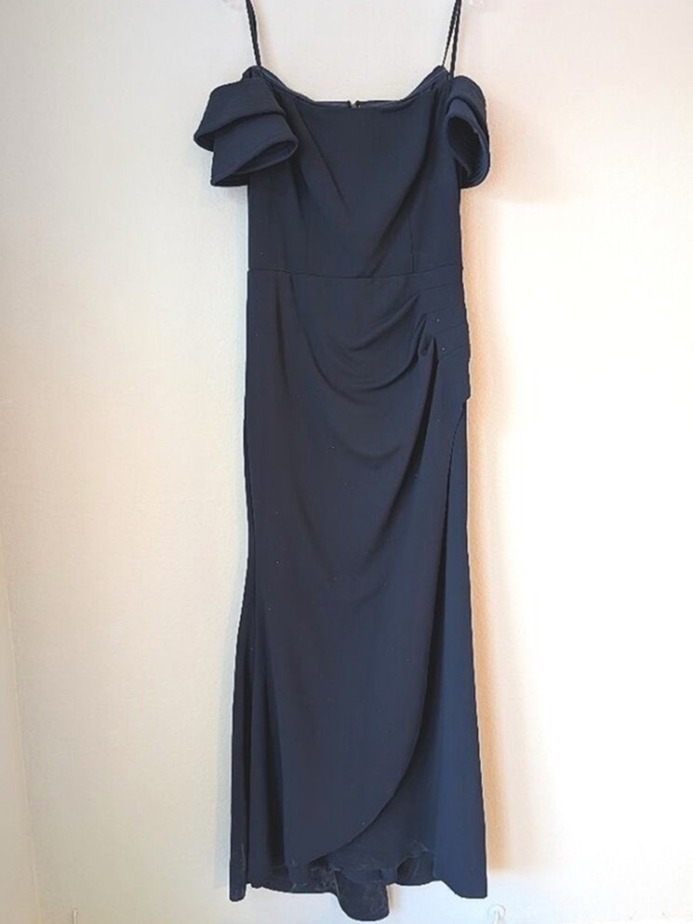 Xscape Elegant Navy Blue Off-Shoulder Formal Dress Size 14